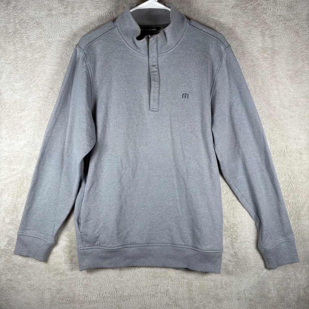Travis Mathew‎ Quarter Zip Sweatshirt Mens Size Medium Gray Fleece Pullover Golf